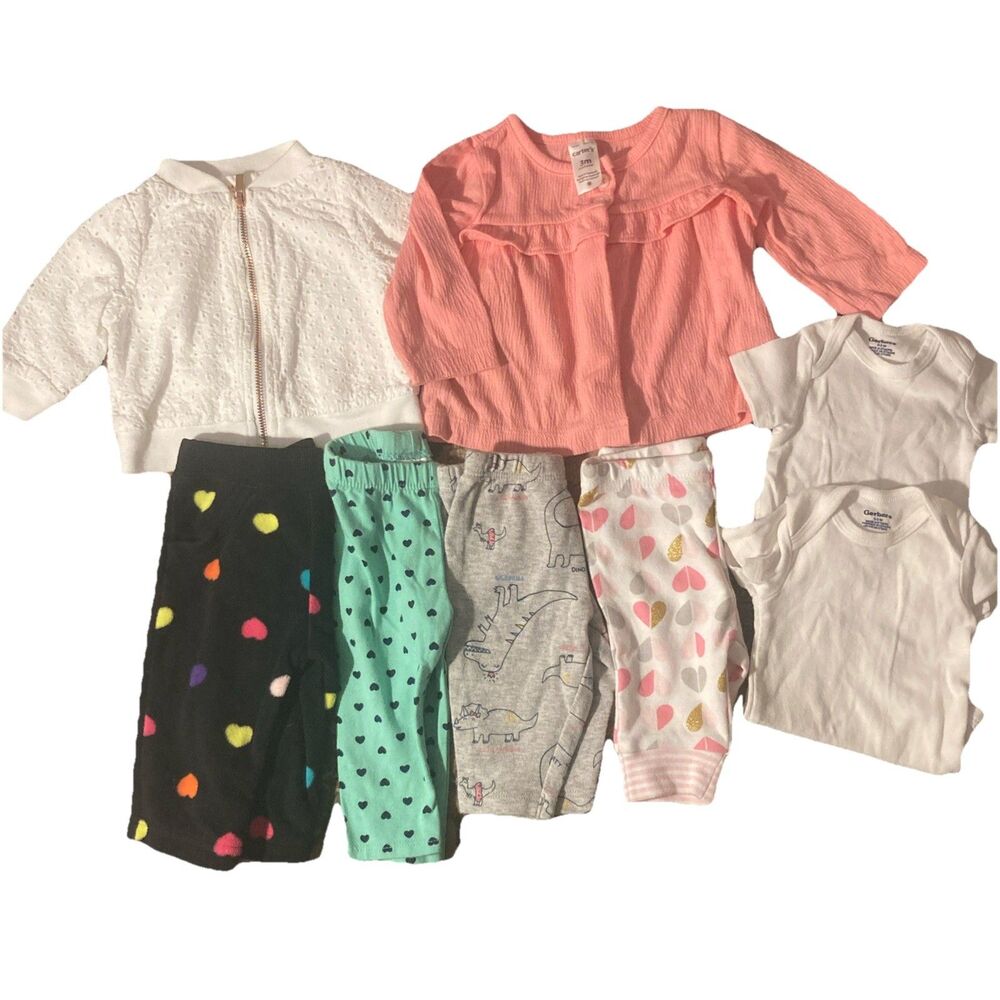 Baby Girl Infant 0-3M Outfits, 8 Pcs bundle
